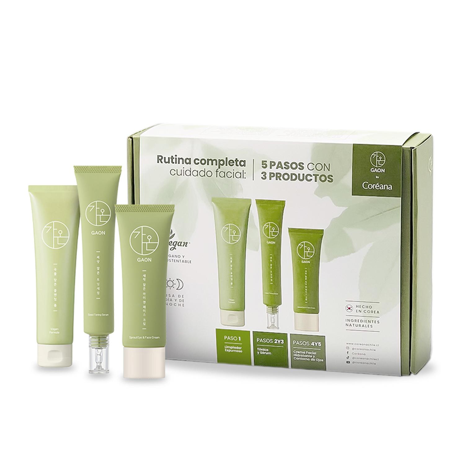 Set Cofre Rutina Completa Gaon en caja regalo (Limpiador + Sérum/Tónico + Crema Hidratante)