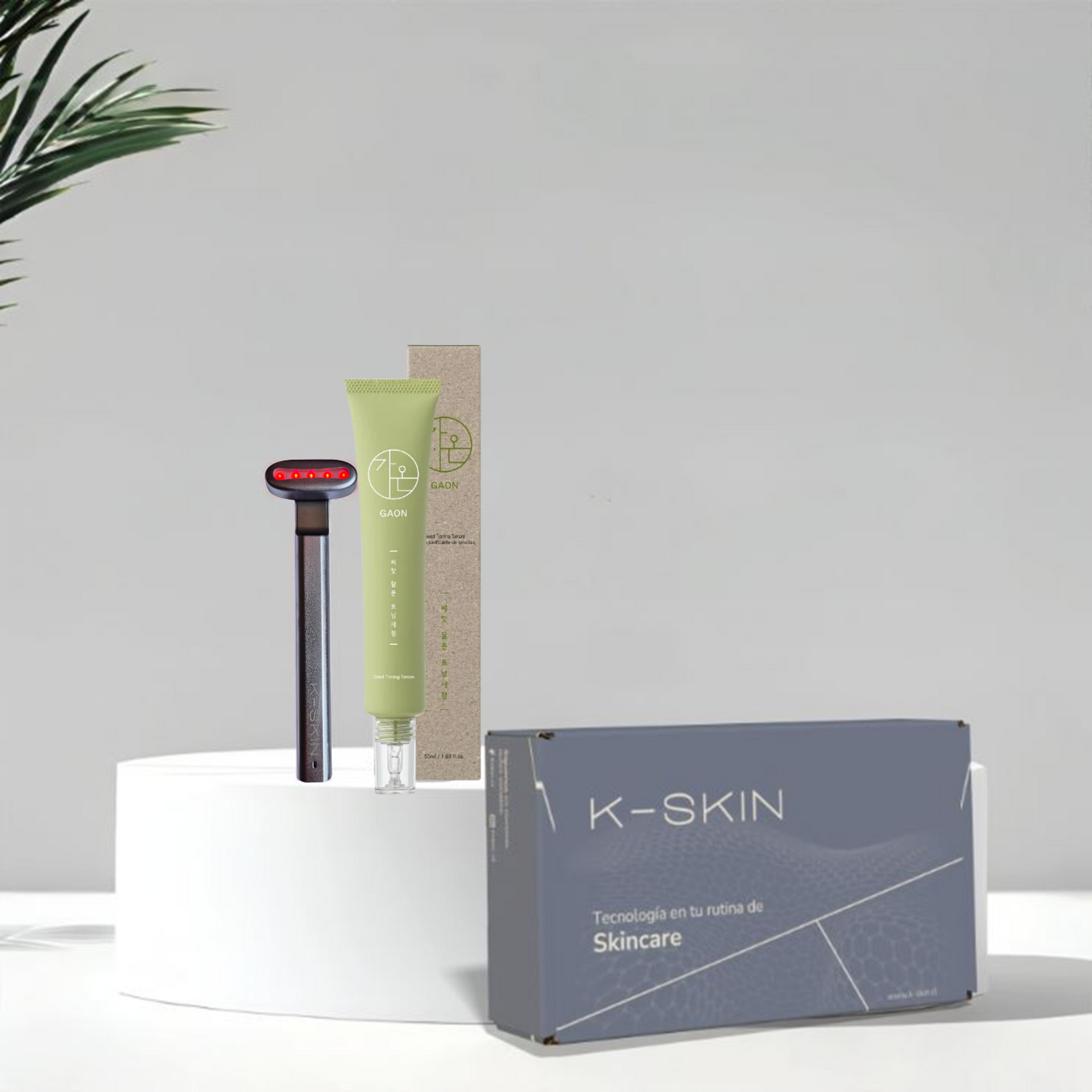 Pack: Masajeador Facial Skincare Luz LED Roja + Sérum/Tónico Vegano 50ml