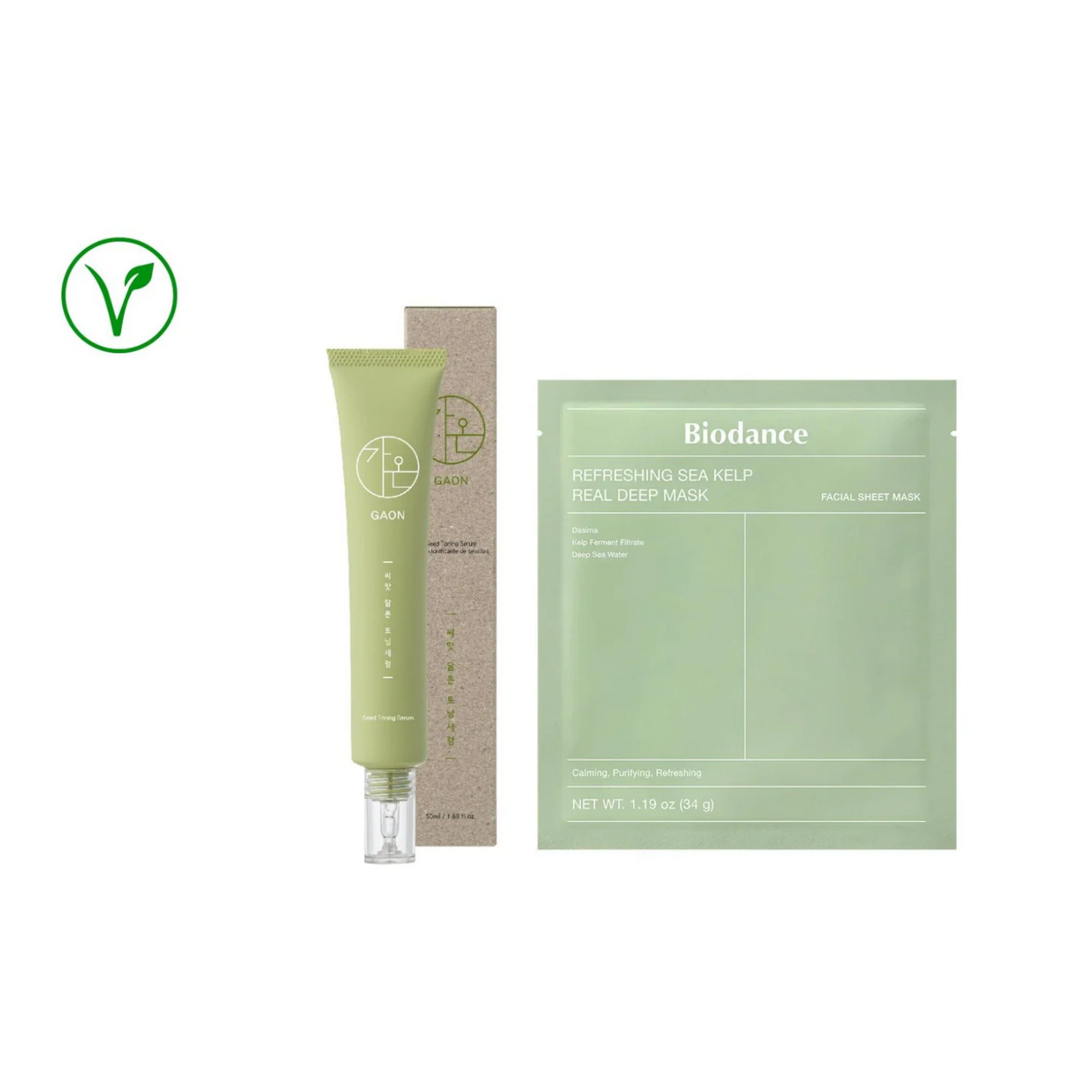 Pack Duo Gaon y Biodance - Sérum y Tónico Vegano Gaon 50ml + Mascarilla Facial Biodance Refrescante